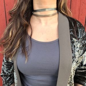 Set of 2 Genuine Handmade Leather Metallic Chokers